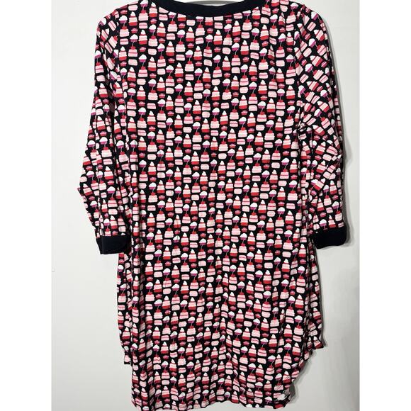 Kate Spade New York Cupcake Print 3/4 Sleeve Pockets Blend Sleepshirt Med - Picture 3 of 4